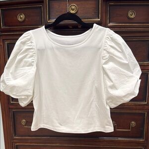 A New Day White Puff Sleeve Crop Blouse
